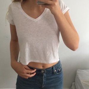 White crop top V neck